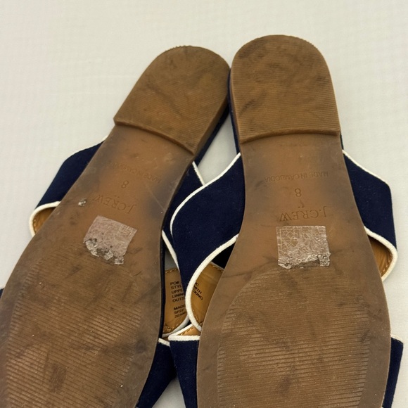 J. CREW Suede Criss cross "Cora" Sandals Navy Blue Ivory Size 8 M Shoes Flats - Picture 4 of 10